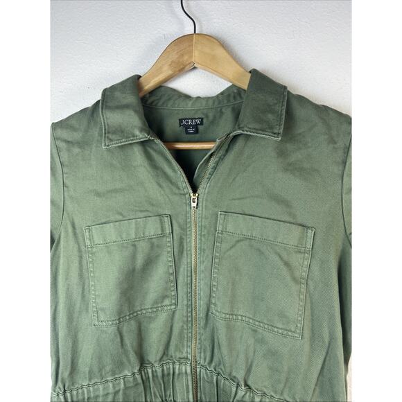 J. Crew womens 8 jumper zip front romper military utility green chino Y2K - Picture 4 of 11